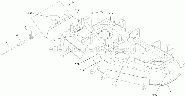 Deck Decal And Deflector Assembly No. 106-587 Diagram and Parts List for 74165 240000001-240999999 Toro Lawn Mower