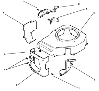 Blower Housing & Baffle-Engine Kohler Model No. Cv14 S-1429 (Continued) Diagram and Parts List for 30185 10000001 - 19999999 Toro Lawn Tractor Accessories