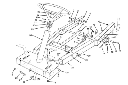 Frame Assembly Diagram and Parts List for 70040 59000001 - 59999999 Toro Lawn Tractor