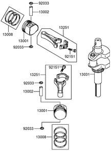 Piston/Crankshaft Assembly Diagram and Parts List for 74410 (250007001-250999999)(2005) Toro Lawn Mower