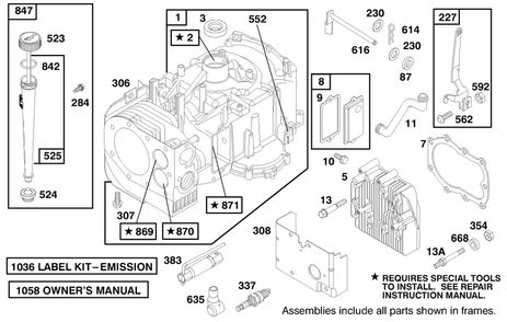Engine Briggs & Stratton Model 28m707-1182-E1 Diagram and Parts List for 70171 9900001 - 9999999 Toro Lawn Tractor