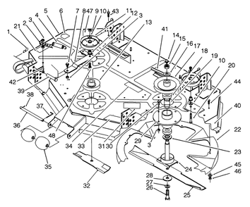 Cutting Deck & Spindle Assembly Diagram and Parts List for 30548 2000001 - 2999999 Toro Lawn Mower