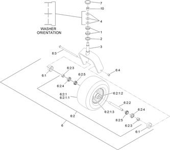 Fork And Caster Wheel Assembly Diagram and Parts List for 74143 (313000001-313999999)(2013) Toro Lawn Mower