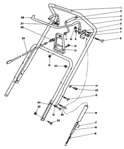 Handle Assembly Diagram and Parts List for 38185 7000001 - 7999999 Toro Snow Blower