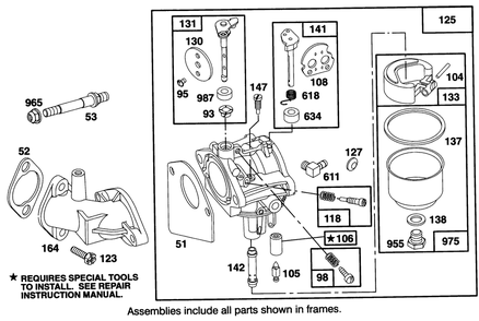 Engine Briggs & Stratton Model 28b707-0122-01 Diagram and Parts List for 70141 49000001 - 49999999 Toro Lawn Tractor
