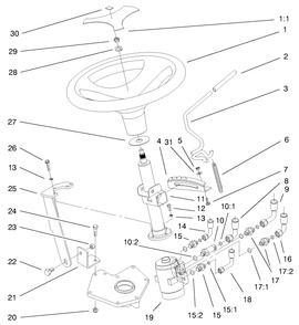 Power Steering & Tilt Assembly Diagram and Parts List for 73552 9900001 - 9999999 Toro Lawn Tractor
