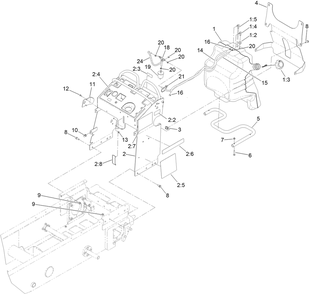 Fuel Tank And Tower Assembly Diagram and Parts List for 68138G 411800000 - 412337944 Toro Lawn Tractor Accessories