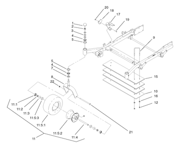 Caster And Wheel Assembly Diagram and Parts List for 74213 (220000001-220999999)(2002) Toro Lawn Mower