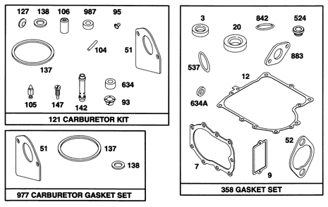 Engine Briggs & Stratton Model 28b707-0126-01 Diagram and Parts List for 70080 6900001 - 6999999 Toro Lawn Tractor