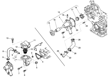 Water Flange And Thermostat Assembly Diagram and Parts List for 74274 (313000001-313999999)(2013) Toro Lawn Mower