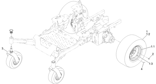 Rear Wheel And Caster Assembly Diagram and Parts List for 74072 403226744-404399999 Toro Lawn Mower