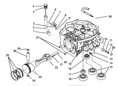 Cylinder Block Assembly Diagram and Parts List for 72060 3900001 - 3999999 Toro Lawn Tractor