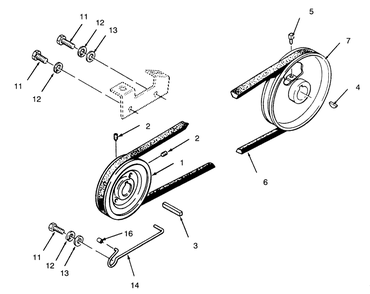 Drive Belt And Pulleys Diagram and Parts List for 73400 6900001 - 6999999 Toro Lawn Tractor