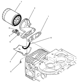 Oil Filter Assembly Diagram and Parts List for 74101 590001 - 599999 Toro Lawn Tractor