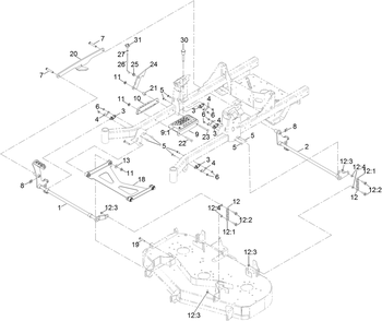 Deck Lift Assembly Diagram and Parts List for 74451 402100000-403350823 Toro Lawn Tractor