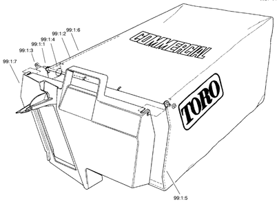 Grass Bag Assembly No. 99-2535 Diagram and Parts List for 22045 9900001 - 9999999 Toro Lawn Mower