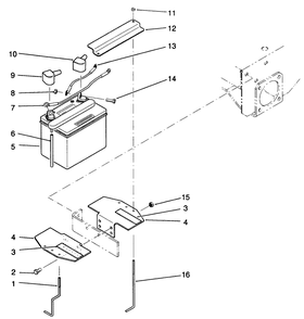 Battery Assembly Diagram and Parts List for 30180 200001 - 299999 Toro Lawn Tractor Accessories