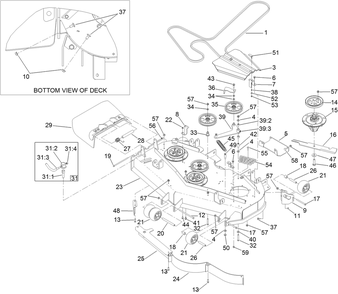 Deck Assembly Diagram and Parts List for 74266 401900000-402612749 Toro Lawn Mower