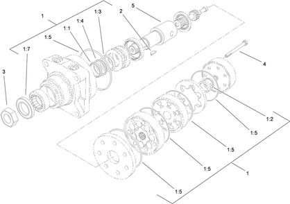 Hydraulic Motor Assembly Diagram and Parts List for 74558 (290000001-290000209)(2009) Toro Lawn Mower