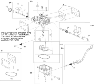 Carburetor Assembly Diagram and Parts List for 74454 400000000-999999999 Toro Lawn Tractor