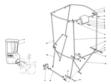 Snow Cab Assembly No. 68-9500 (Optional) Diagram and Parts List for 38580 0000001 - 0999999 Toro Snow Blower