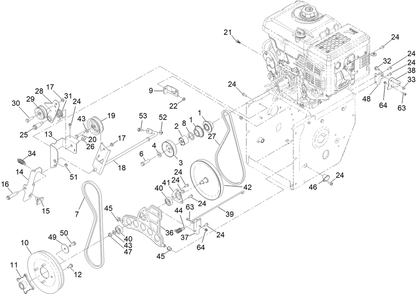Auger Drive Assembly Diagram and Parts List for 38830 409000000 - 411999999 Toro Snow Blower