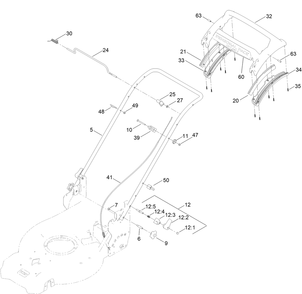 Handle Assembly Diagram and Parts List for 21563 411000000 - 412146708 Toro Lawn Mower