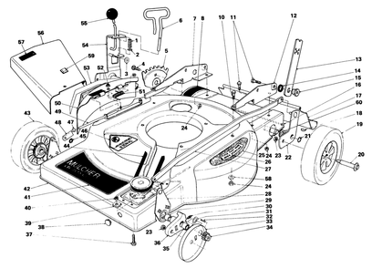 Housing Assembly (Model 18010) Diagram and Parts List for 18005 1000001 - 1999999 Toro Lawn Mower