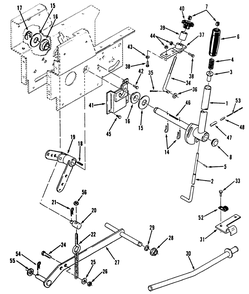 Manual Lift Linkage Diagram and Parts List for 31-10K803 2000001 - 2999999 Toro Lawn Tractor