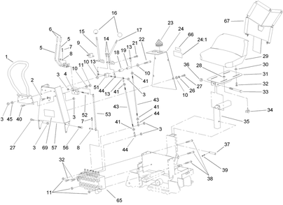 Seat And Control Assembly Diagram and Parts List for 23163 317000001 - 317999999 Toro Lawn Tractor Accessories