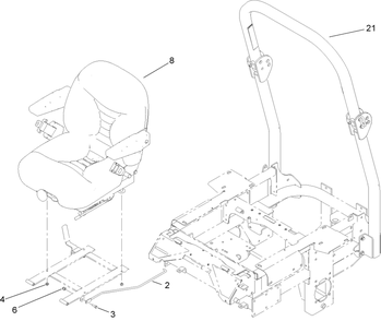 Seat And Roll-Over Protection System Assembly Diagram and Parts List for 74265TE (270000001-270999999)(2007) Toro Lawn Mower