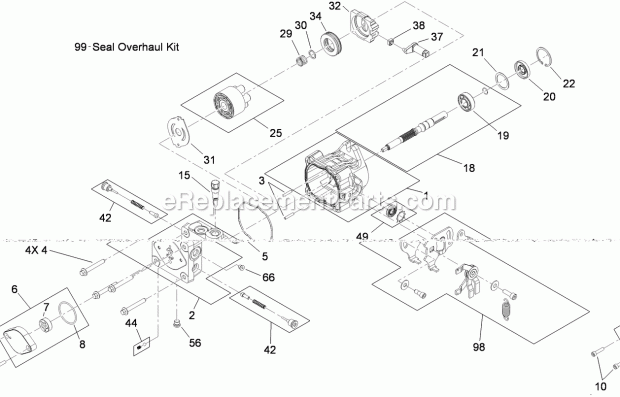 Hydraulic Pump Assembly No. 117-3597 Diagram and Parts List for 74550 310000001-310999999 Toro Lawn Mower