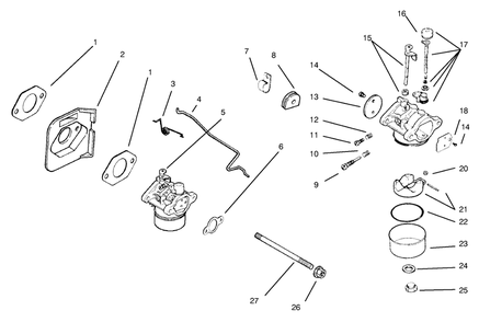 Carburetor Engine Kohler Model No. Cv14s-1429 Diagram and Parts List for 30187 790001 - 795000 Toro Lawn Tractor Accessories