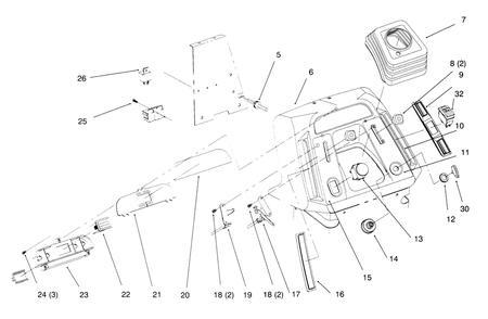 Dash Diagram and Parts List for 72084 6900001 - 6999999 Toro Lawn Tractor
