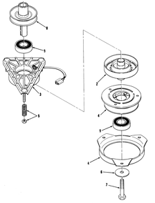 Engine Pulley & Pto Clutch Assembly Diagram and Parts List for R2-12O501 1000001 - 1999999 Toro Lawn Tractor