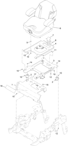 Seat Mount Assembly Diagram and Parts List for 72096 406343181-407109999 Toro Lawn Tractor