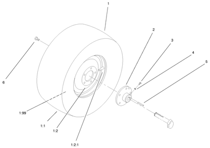 Rear Wheel Assembly Diagram and Parts List for 72070 9900001 - 9999999 Toro Lawn Tractor