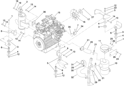 Engine, Exhaust And Air Intake Assembly Diagram and Parts List for 74264TE (310000001-310999999)(2010) Toro Lawn Mower
