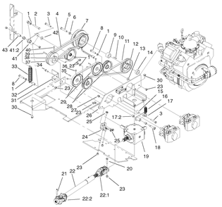 Pto And Hydro Drive Assembly Diagram and Parts List for 74187 (200000001-200000500)(2000) Toro Lawn Mower