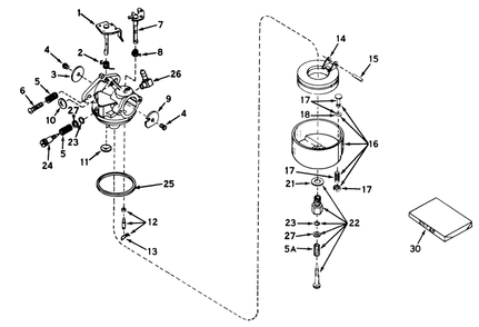 Carburetor No. 631716 Diagram and Parts List for 56027 4000001 - 4999999 Toro Lawn Tractor