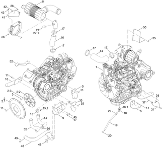 Engine Assembly Diagram and Parts List for 22370 413000000 - 414487256 Toro Lawn Tractor Accessories