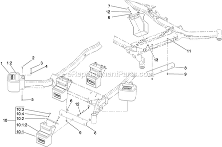 Weight Assembly Diagram and Parts List for 78563 400000000-405699999 Toro Lawn Tractor