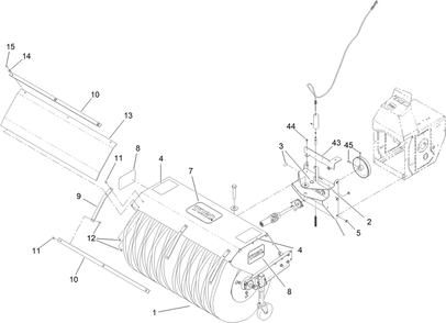 Broom And Deflector Assembly Diagram and Parts List for 38701 400000000 - 408799999 Toro Power Broom