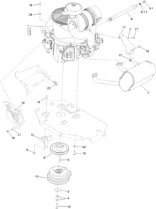 Engine, Clutch And Muffler Assembly Diagram and Parts List for 74902TE 400000000-402079999 Toro Lawn Mower