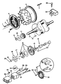 Blower & Crankshaft-Onan P220g Type I/10808d Diagram and Parts List for 30620 490001 - 499999 Toro Lawn Tractor
