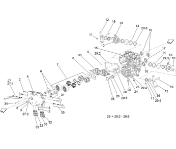 Center Section Assembly  Transmission Assembly Diagram and Parts List for 74072 403226744-404399999 Toro Lawn Mower