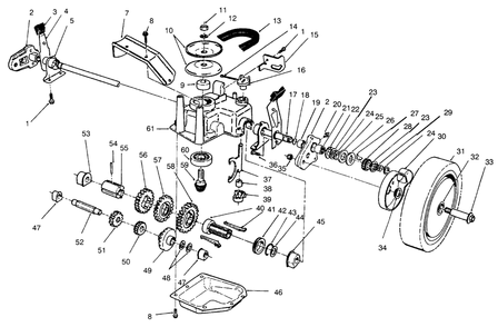 Gear Case Assembly Diagram and Parts List for 26635BC 5900001 - 5999999 Toro Lawn Mower