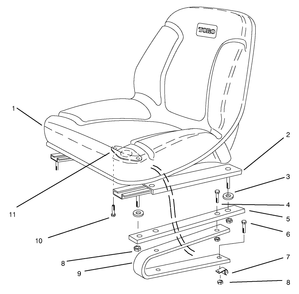 Seat Assembly Diagram and Parts List for 30611 690001 - 699999 Toro Lawn Tractor