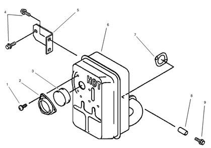 Muffler Assembly Diagram and Parts List for 30261TE (240000001-240999999)(2004) Toro Lawn Mower