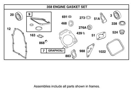 Engine Gasket Set Diagram and Parts List for 12003 220000001 - 220999999 Toro Lawn Tractor